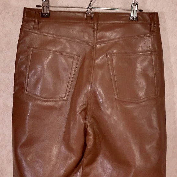 NWT Wilfred Melina Cognac Vegan Leather Pants, 5 Pocket, Size 6 - Picture 5 of 10